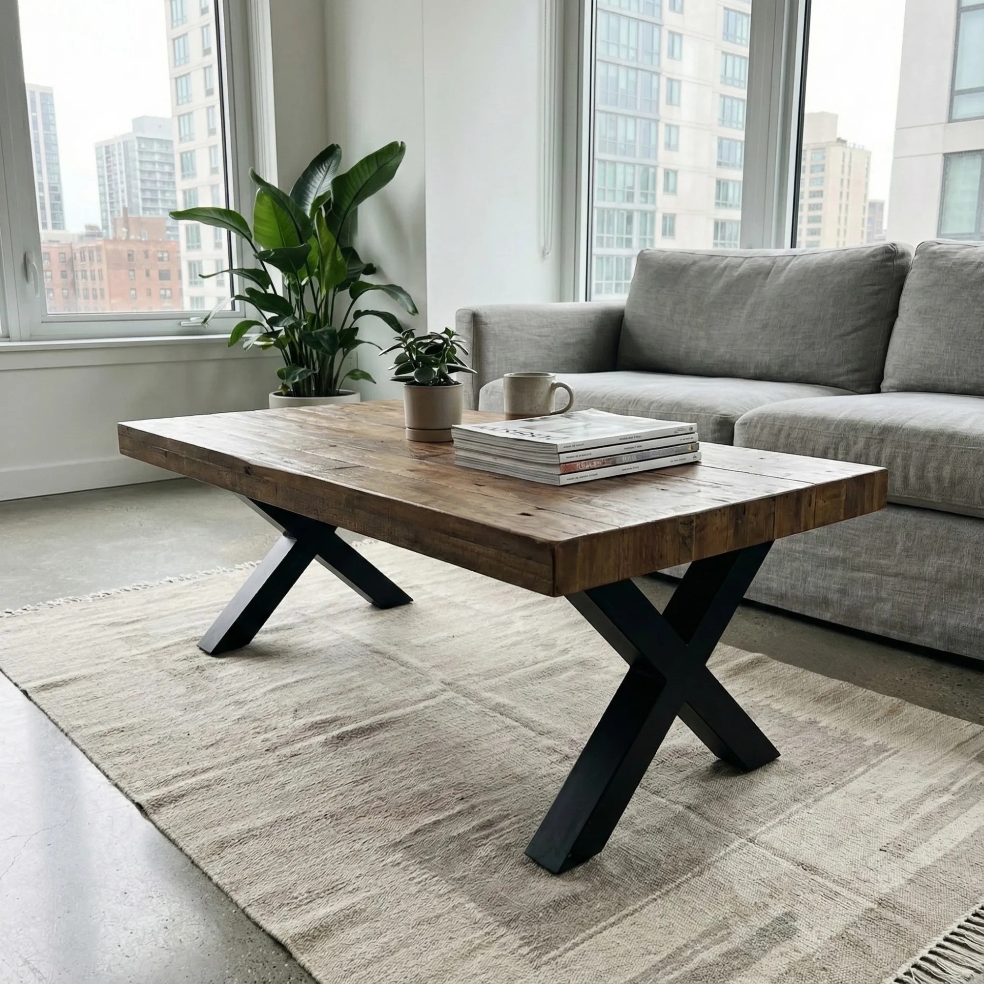 Rectangular Solid Wood Coffee Table - view 8